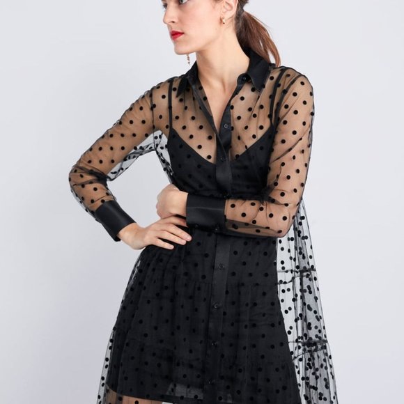 SOLD on somewear.ca | NWT Zara Polka Dot Duster (S) - Picture 6 of 7